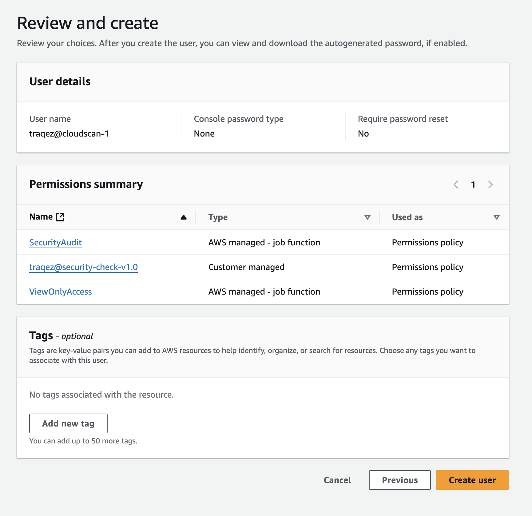 AWS User and Policies
